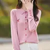 Nueva camisa de punto para mujer para otoño e invierno, base de capa OP de lana corta de hilo fino 2026, cárdigan, estilo fino OL, mezcla transfronteriza