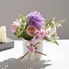 Brote de Té de Crisantemo Puro Bonsái Pequeño Flor Artificial Decoración del Hogar Adornos Pequeños de Escritorio Accesorios para Fotografía Planta Verde Artificial Planta en Maceta