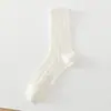 Calcetines Finos de Verano hasta la Media Pantorrilla para Mujer, Malla Blanca de Encaje Hueca Transpirable Estilo Japonés Largos JK Lolita Holgados de Algodón