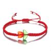 Europa y Estados Unidos transfronterizos tulipanes más vendidos cuerda de mano roja tejida a mano pulsera simple pequeña y fresca para enviar a novias joyería al por mayor