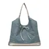 Bolsa Casual de Sarja para Axila Feminina 2026 Nova Moda Estilo Coreano Estilo Universitário Bolsa Tote Patchwork Ombro Único Bolsa Feminina