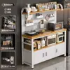 Rack de Cozinha Multifuncional Montado na Parede Buffet Integrado Forno de Micro-ondas Metal de Chão Armazenamento Armário à Prova de Pó