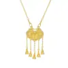 Collar con Candado de Paz de Loto Étnico Plata de Ley S925 Chapado en Oro Nueva Moda Nacional Borla Candado de Longevidad Cadena para Clavícula Joyería