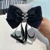 Grampo de Mola com Fita de Strass em Laço Estilo Francês, Presilha Elegante Vintage para Meio Preso na Parte de Trás da Cabeça, Novo Acessório de Cabelo