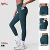 Leggings Esportivas Europeias e Americanas Transfronteiriças com Efeito Levanta Bumbum de Pêssego, Calças de Corrida Fitness Yoga de Cintura Alta com Bolsos Laterais para Mulheres