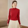 Suéter de Cashmere Pulôver Sem Costura Pronto para Vestir de Uma Linha para Mulheres com Barra Enrolada Gola Alta Meia Suéter Camisa de Camada Interna Tricotada Solta