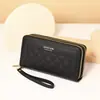 Nuevo Modelo de Cartera para Mujer de la Fábrica Original, Cartera Larga Estilo Coreano Casual para Teléfono con Doble Cremallera, Cartera de PU de Gran Capacidad
