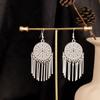 Pendientes Miao Étnicos de Borla Larga Estilo Nuevo, Pendientes Exagerados de Declaración de Moda Estilo Étnico de Plata Miao de Lujo Ligero