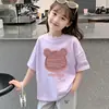 2026 Nuevo Estilo Camiseta de Verano para Niñas 100% Algodón Puro Infantil Dibujos Animados Estilo Coreano Cuello Redondo Manga Corta Tops para Niños Pequeños y Medianos