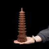 Madera de azufaifo golpeada por un rayo de 30 cm de alto Decoración para estudio Torre Wenchang de nueve pisos Adorno Hogar Artículo para rituales taoístas Pie de exhibición para la entrada