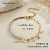 Moda Transfronteiriça Estilo Boêmio Pulseira de Corda Trançada em Aço Inoxidável Pulseira com Design de Pingente Flor do Amor Não Desbota