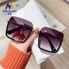 Gafas de Sol Retro Marrones de Media Montura Personalizadas para Mujer 2026 Nuevas Tendencia Estilo Coreano Gafas de Sol de Alta Gama Sin Gafas de Maquillaje para Hombre
