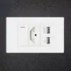 Venda Direta de Fábrica Painel de Tomada Interruptor Tipo 118 Padrão Brasileiro 1 Tomada USB de Duas Posições Exportação Liga de Alumínio Branco Dourado Preto