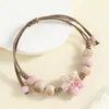 Pulsera de Cerámica Jingdezhen con Motivos de Manzana y Estrella, Pulsera Tejida a Mano con Cuentas para Mujer, Nuevo Estilo Chino, Estilo Bosque Artístico