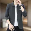 Chaqueta para Hombre Estilo Nuevo Primavera y Otoño Cuello Solapa Cardigan Jacquard Sencillo Casual de Negocios Versátil Suéter de Punto Cardigan