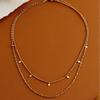 Colar de corrente de clavícula com pingente duplo de diamante dourado, moda requintada transfronteiriça, design de nicho, temperamento de luxo leve de alta qualidade