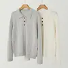 Suéter de Punto para Mujer, Estilo Grueso Otoño Invierno, Cuello Polo con Media Cremallera, 100% Cachemira, Tejido de Trenzas, Manga Larga Suelta, Ropa de Abrigo