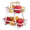 Prateleira Multifuncional de Armazenamento para Frutas e Legumes de Cozinha, Cesta Oca para Frutas e Lanches na Sala de Estar, Cesta de Armazenamento Portátil Multicamadas para Bancada