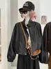 Chaqueta de cuero KEKEZOON estilo coreano con cuello alto y cremallera para mujer, colección de otoño, corte holgado, efecto adelgazante, chaqueta biker versátil 9120