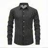 Nueva camisa de rayas de manga larga para hombre para primavera y otoño, holgada y casual, se puede personalizar con tu propio diseño