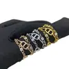 V Oro Versión Alta Cadena Cláusula Anillo de Nariz de Cerdo Versión Ancha Anillo para Dedo Índice Anillo de Cadena de Lujo Accesible de Moda Anillo de Tres Capas