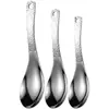 Colher de palácio martelada em aço inoxidável 304 com furo para pendurar retrô, colher bússola estilo chinês, espessada para uso doméstico, colher de jantar, colher de sopa