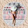 Toalha de Praia Redonda de Microfibra Estampada Transfronteiriça com Franjas, Proteção Solar à Beira-Mar, Toalha de Banho de Secagem Rápida, Toalha Esportiva para Adulto