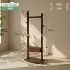Cabideiro de madeira maciça, de pé, para uso no quarto, móvel, economiza espaço, para pendurar roupas, prateleira de armazenamento ao lado da cama