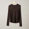 Camiseta Interior Térmica Elástica Cálida de Manga Larga con Cuello Redondo Suave y Pegajosa para Mujer Ropa de Mujer Otoño Invierno