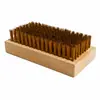 Cepillo de alambre de cobre con mango de madera para eliminar óxido, limpiar y pulir nogales antiguos; cepillo de alambre de cobre cuadrado para pulir con cerdas densas