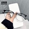 2203 Novos Óculos Retro Sobrancelha Meio Aro Óculos Masculinos Tendência de Moda TR Óculos Anti-Luz Azul Armação Quadrada para Negócios