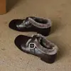 2026 Nuevos Zapatos Mary Jane de Felpa Cálidos Otoño/Invierno con Piel Zapatos Nuevos Birkenstock Punta Redonda Retro Zapatos Individuales Zapatos de Algodón
