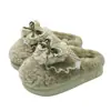 Zapatillas de Felpa de Algodón con Lazo para el Pie para Mujer, Cálidas de Invierno, Antideslizantes, de Suela Gruesa, Zapatos Postparto, Suaves y Lindas, Venta al por Mayor