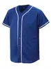 Amazon Transfronterizo Popular Casual Americano Cardigan con Botones Uniforme de Béisbol Color Sólido Manga Corta para Hombre Jersey Personalizado