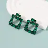 Pendientes de aleación geométrica cuadrada hueca de personalidad, moda creativa con diamantes de imitación, pendientes versátiles para mujer, nuevos transfronterizos