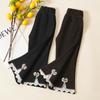 Pantalones acampanados de encaje con lazo para niñas en stock otoño e invierno pantalones forrados de vellón pantalones casuales gruesos para niños ropa para niños al por mayor