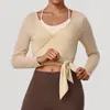 Blusa Nova Estilo Primavera e Verão de Manga Longa, Roupa de Yoga, Alças Ajustadas, Conjunto de Duas Peças com Bojos, Traje de Treino de Dança