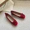 Sapatos de estilo noturno com laço francês, sapatos pequenos, sapatilhas de balé rasas, início da primavera de 2025, novos sapatos femininos com sola macia