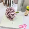 Atacado Transfronteiriço Buquê de Flores de Rosa Artificiais com 6 Cabeças, Combinação de Estilo Rústico, Buquê de Casamento, Adereços de Fotografia, Flores Artificiais