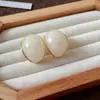 Pendientes geométricos de resina con incrustaciones de aguja plateada estilo retro de Hong Kong, pendientes de temperamento de alta gama, joyería simple para otoño e invierno, mujer