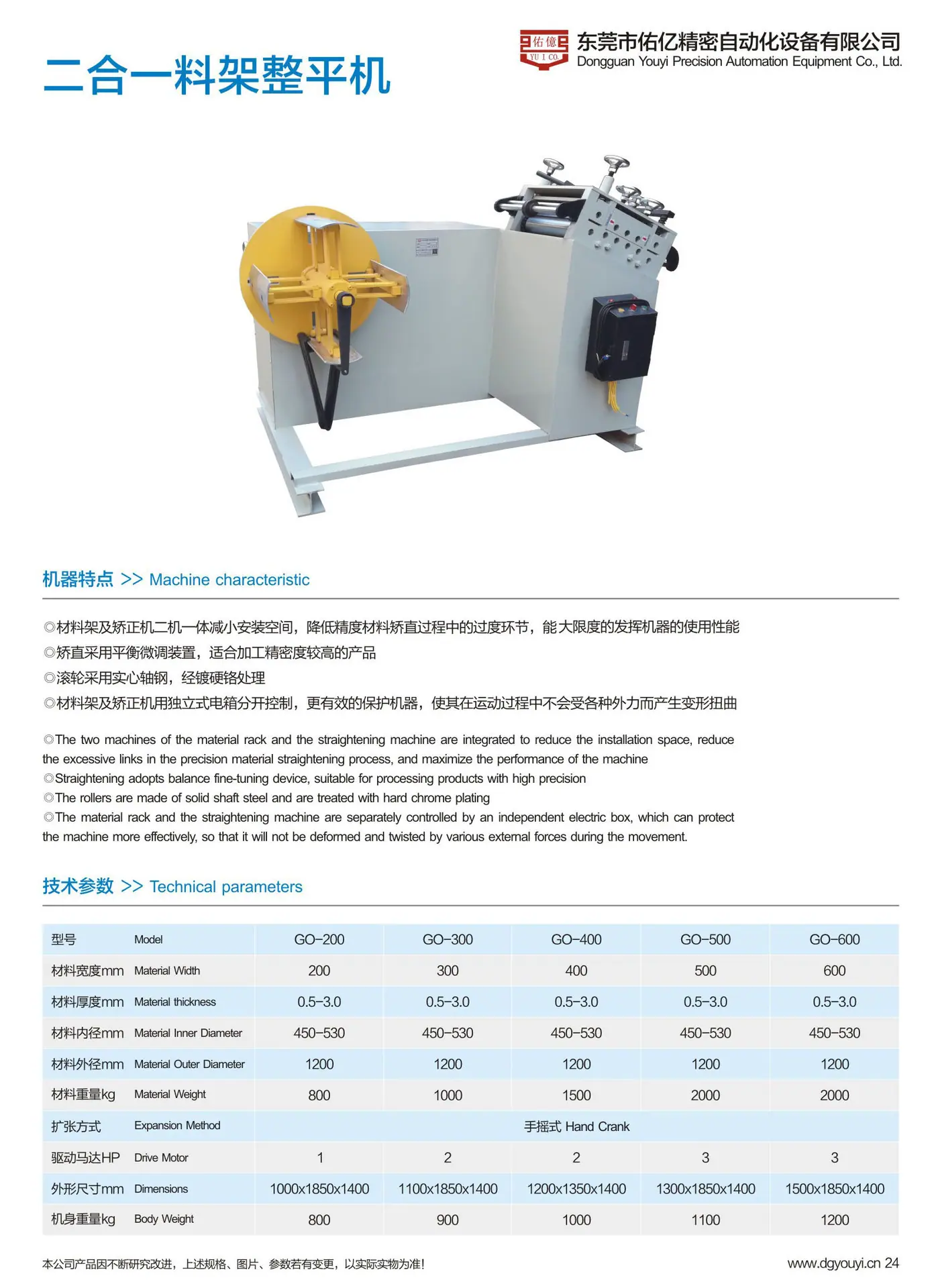 二合一料架整平机