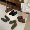 Zapatos Mary Jane de Lana de Alta Gama Retro de Algodón para Mujer 2026 Invierno Calientes para Exteriores Slip-on Cinta Mágica Peludos Zapatos Individuales