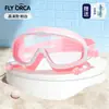 Gafas de Natación para Niños con Marco Grande, Galvanizadas, Impermeables, Antivaho, Tapones para los Oídos Integrados, Gafas de Natación Profesionales de Verano para Niñas para Playa y Piscina