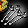 Cuchara redonda con forma de oso de acero inoxidable 304, versión engrosada, cuchara de sopa para el hogar con bordes redondeados, cuchara para comer para niños con mango largo