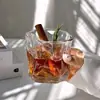 Copo Twist Estilo Ins Copo de Vinho Transparente para Uísque Vidro Doméstico Popular Copo Origami Copo de Água com Formato Especial Vinho Pequeno