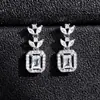 Nuevos Pendientes Cuadrados para Mujer Llenos de Diamantes, Pendientes Elegantes de Lujo Accesible, Pendientes de Circonita de Moda E005