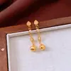 Brincos de Prata Banhados a Ouro Real 24K com Pingente Redondo Estilo Chinês Vintage Retro Versáteis