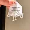 Brincos de Zircônia com Laço e Pérola Agulha de Prata, Brincos de Moda Exquisitos para o Dia a Dia do Trabalhador, Brincos de Luxo Leve de Alta Qualidade para Venda por Atacado
