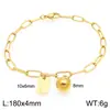 Pulsera Cuadrada de Moda con Letras Inglesas (26), Cadena Sencilla Tipo Clip Estilo Ins, Bola Redonda, Acero de Titanio Chapado en Oro de 18K