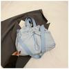 Bolsa de Lona Preguiçosa Estilo Japonês e Coreano 2025 para Mulheres, Bolsa Tote com Cordão de Grande Capacidade, Bolsa de Aula de Estudante Universitário de Alto Valor
